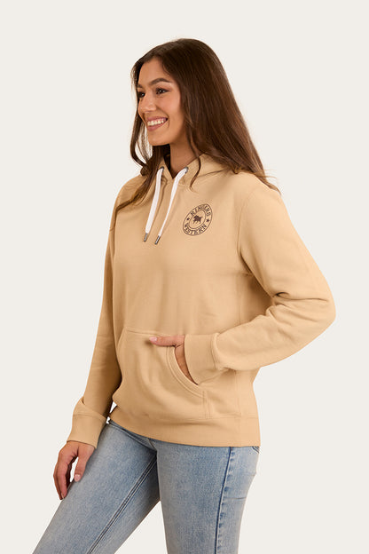 Signature Bull Womens Pullover Hoodie - Dark Sand / Chocolate