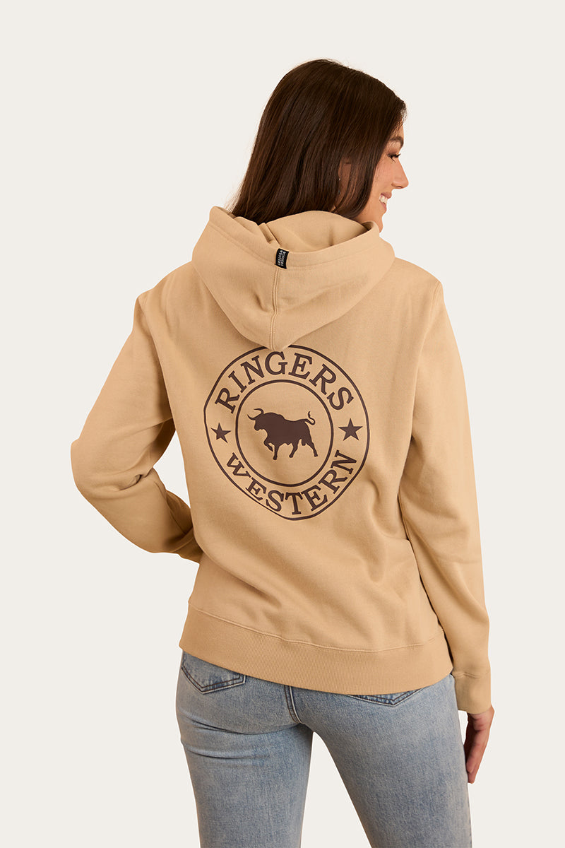 Signature Bull Womens Pullover Hoodie - Dark Sand / Chocolate