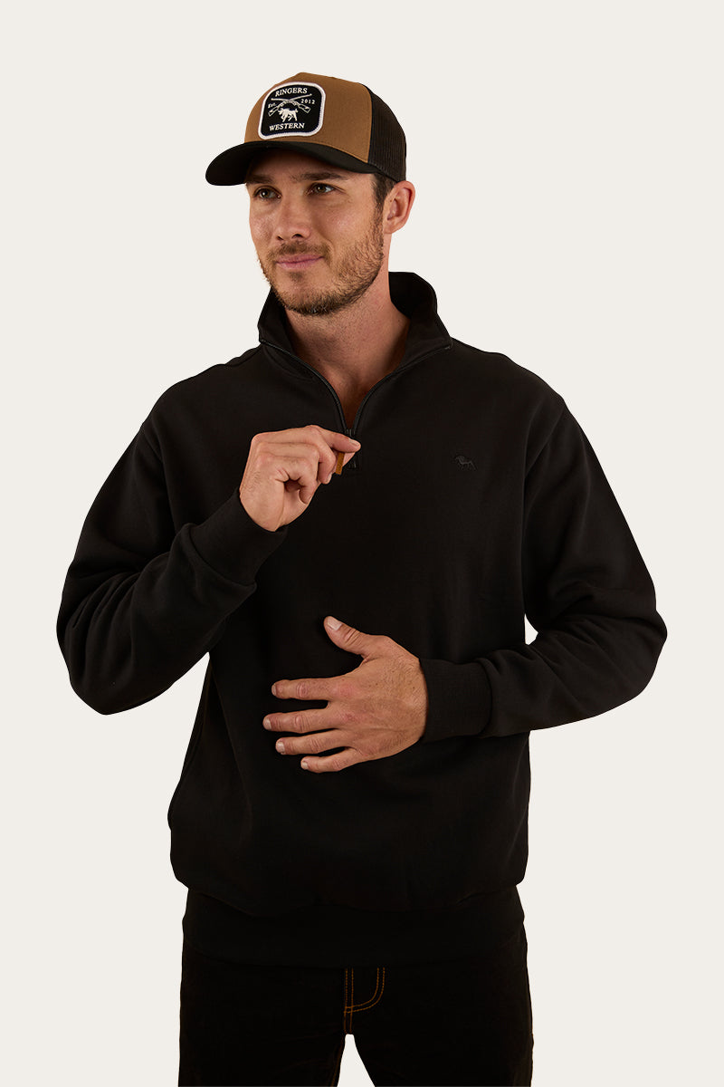 Strand Mens 1/4 Zip Crew - Black