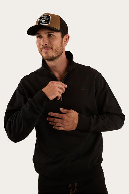 Strand Mens 1/4 Zip Crew - Black