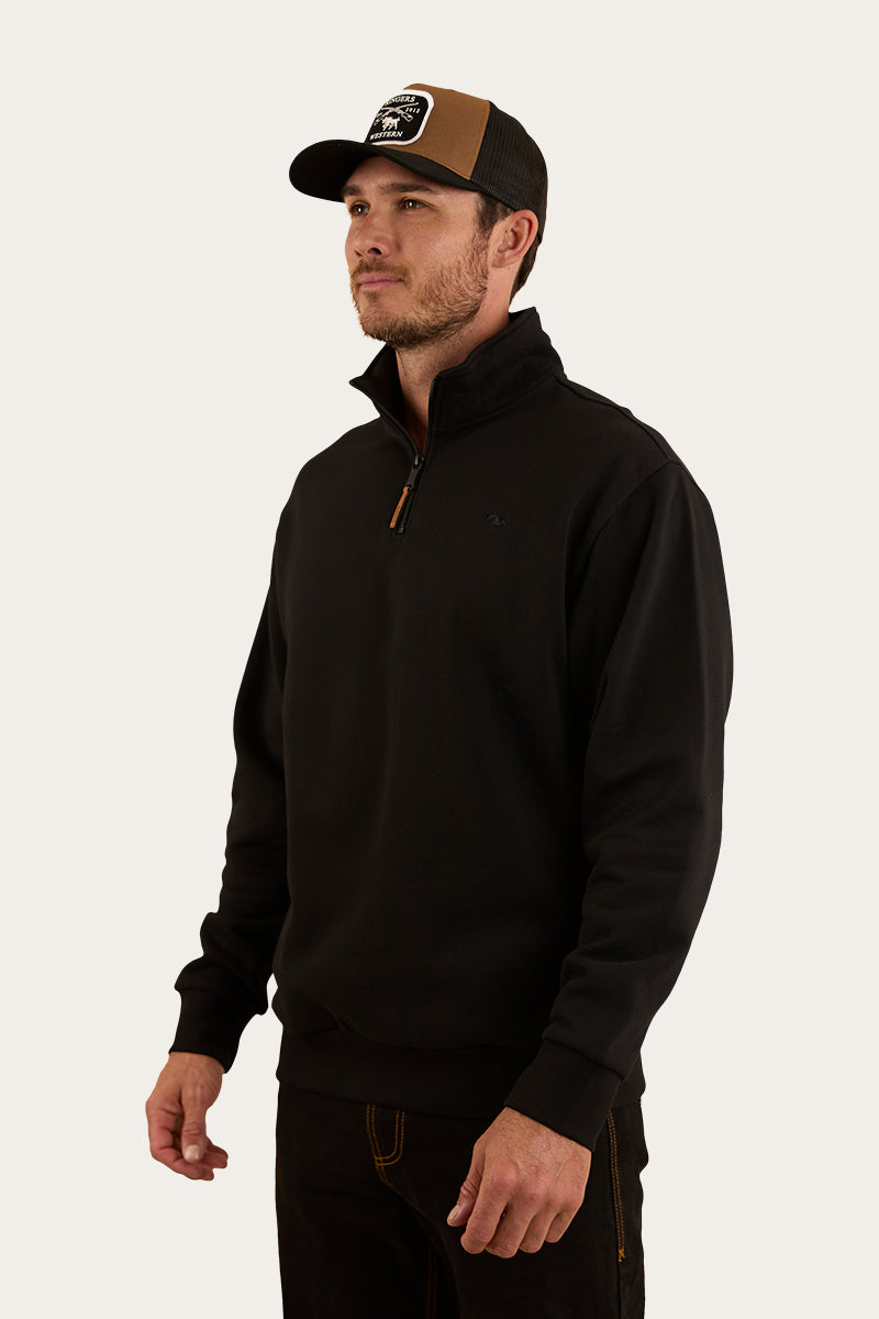 Strand Mens 1/4 Zip Crew - Black