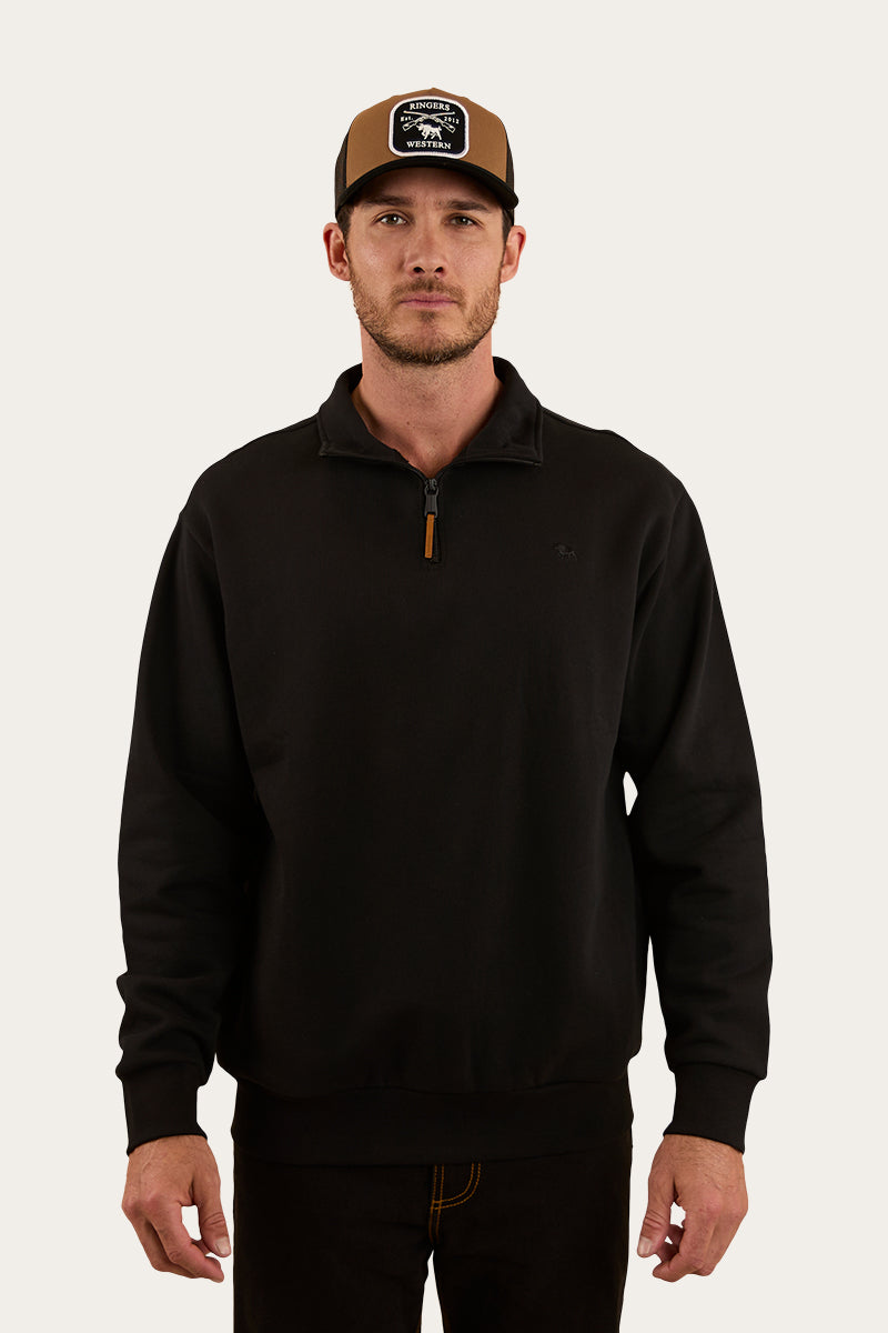 Strand Mens 1/4 Zip Crew - Black