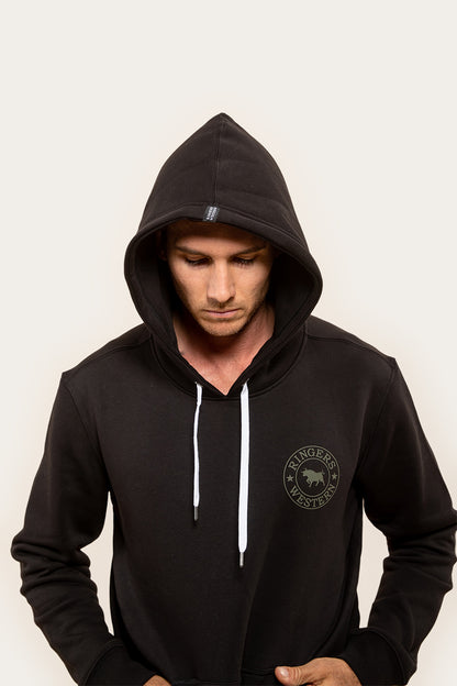 Signature Bull Mens Pullover Hoodie - Black/Military Green