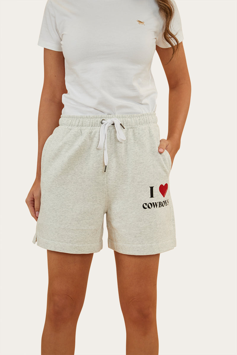 I Heart Cowboys Womens Short - Light Grey Marle