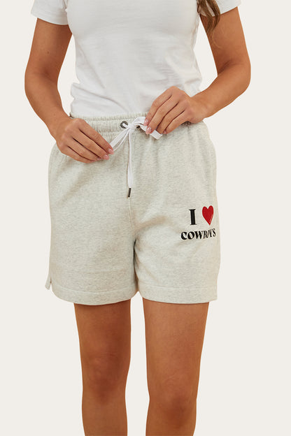 I Heart Cowboys Womens Short - Light Grey Marle