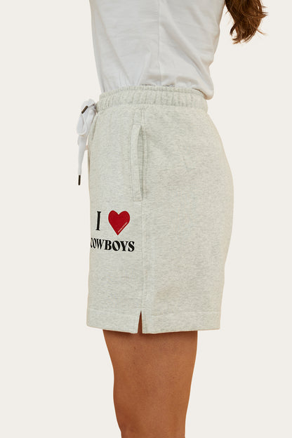 I Heart Cowboys Womens Short - Light Grey Marle