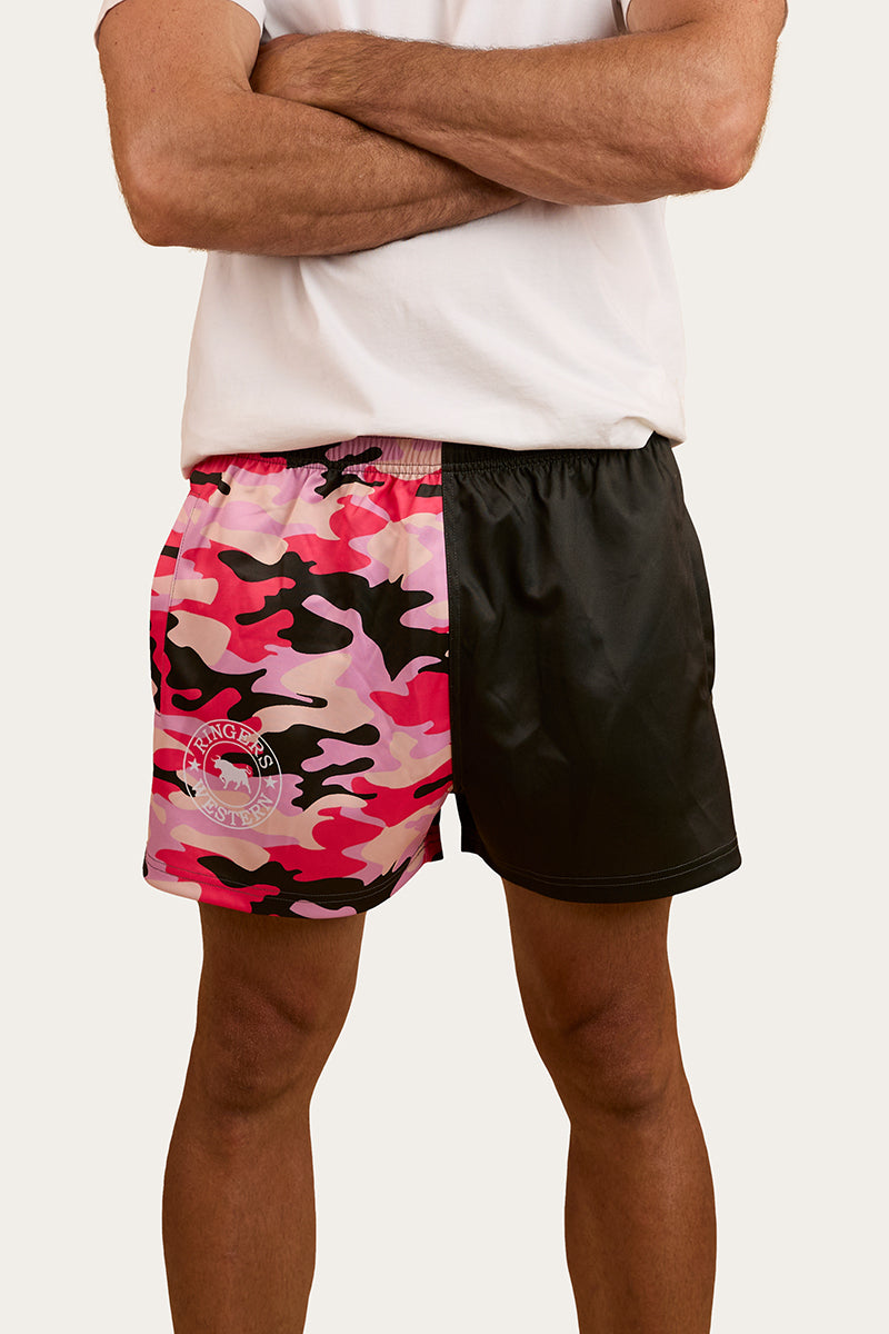 Camo Footy Shorts - Charcoal / Pink Camo