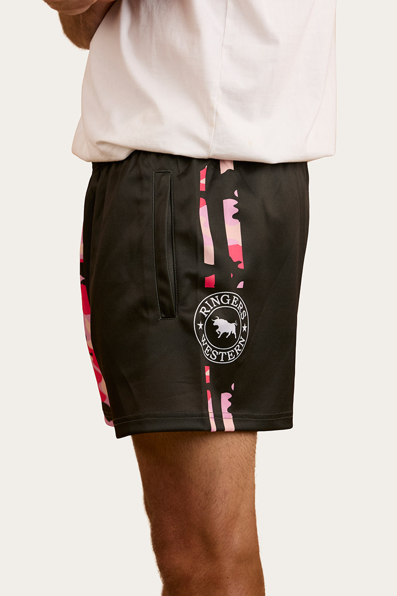 Camo Footy Shorts - Charcoal / Pink Camo