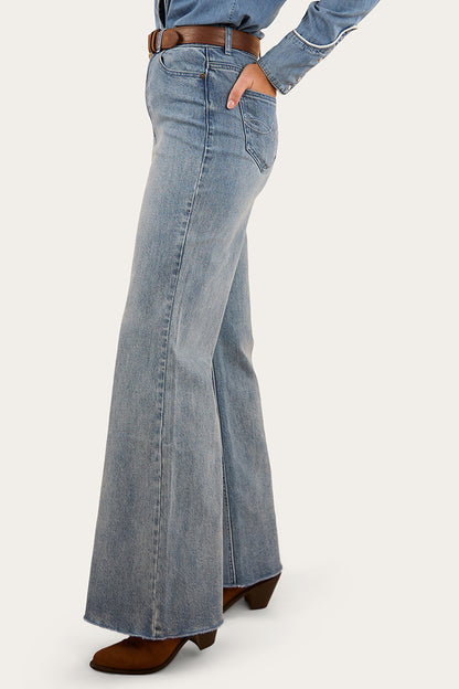 Visalia Rose Womens Wide Leg Jean - Light Wash Blue