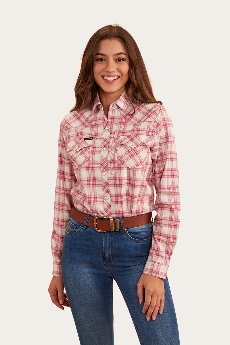 Silverlake Womens Western Shirt Pink Check Ringers Western