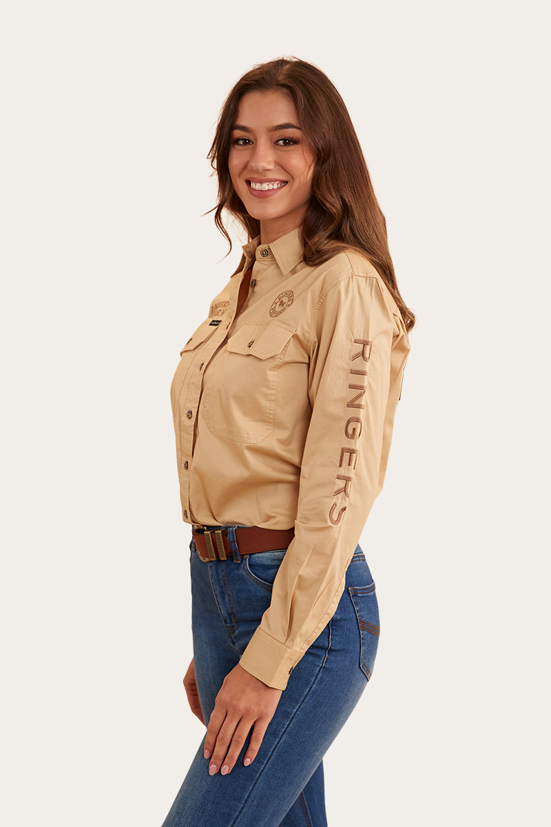 Signature Jillaroo Womens Full Button Work Shirt - Dark Sand/Clay