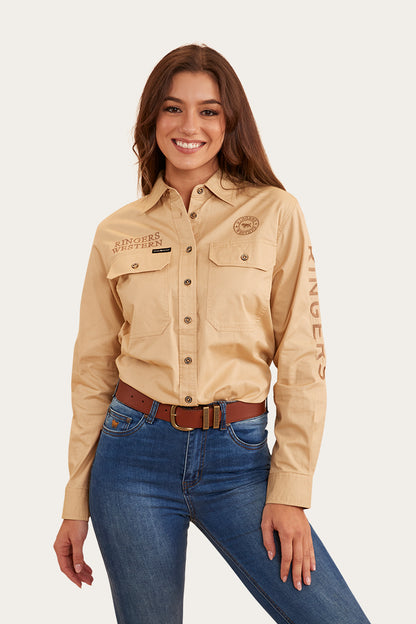 Signature Jillaroo Womens Full Button Work Shirt - Dark Sand/Clay