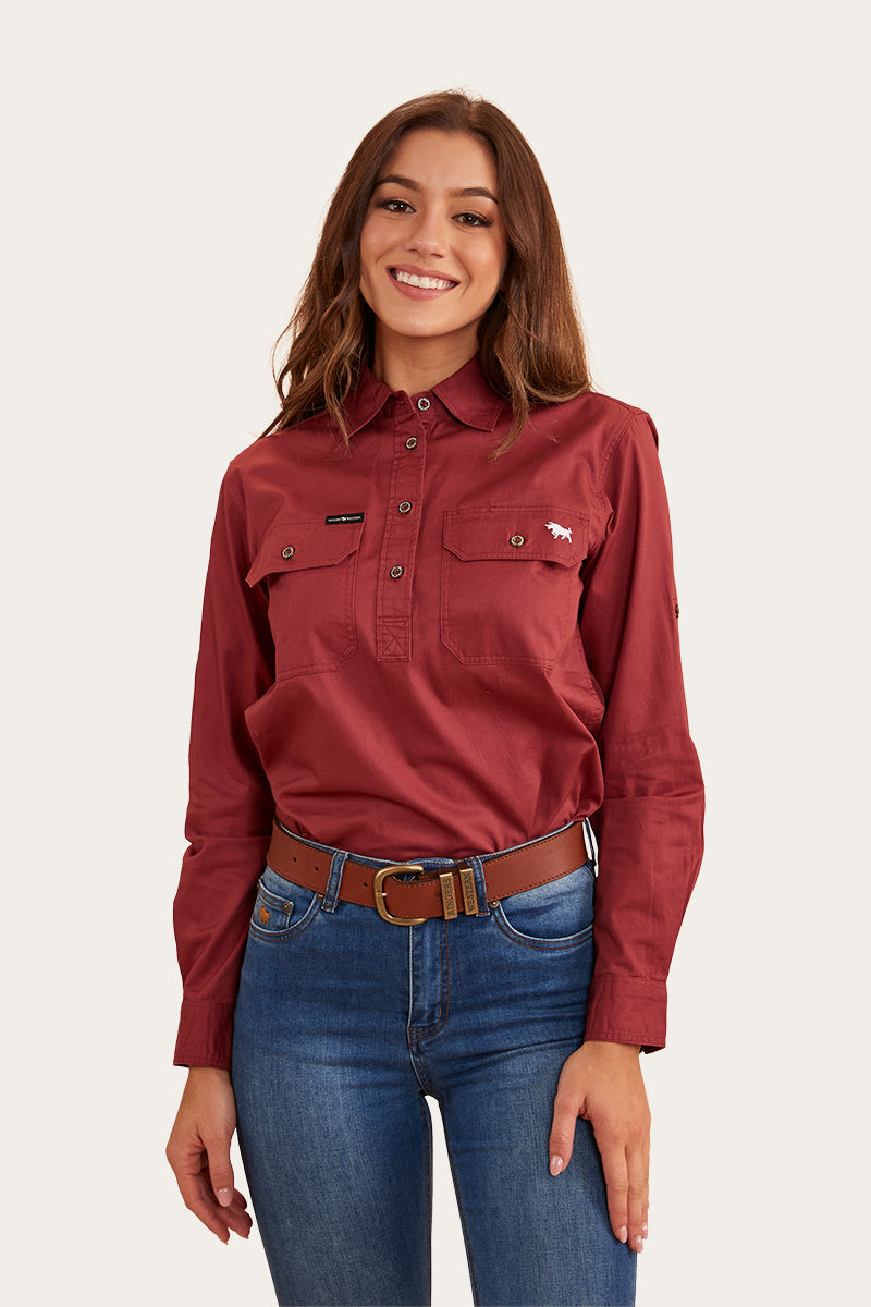 Pentecost River Womens Half Button Work Shirt - Cedar