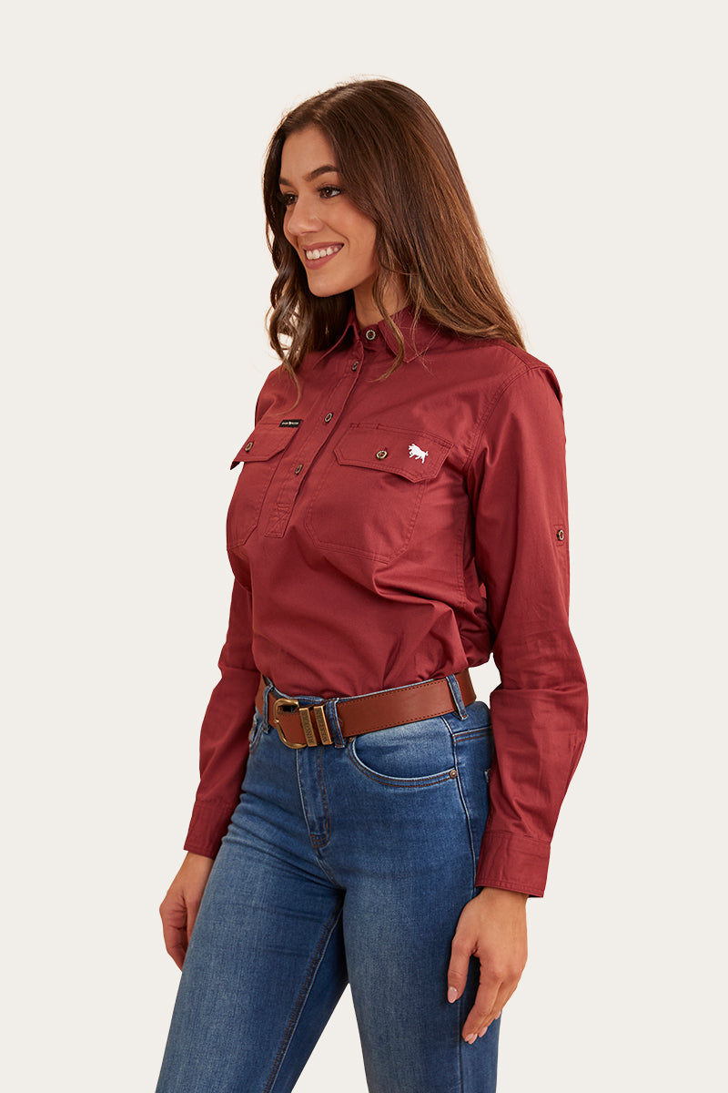 Pentecost River Womens Half Button Work Shirt - Cedar