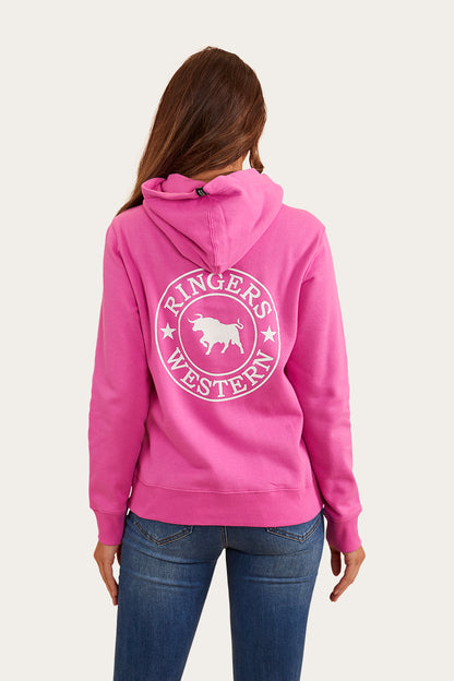 Signature Bull Womens Pullover Hoodie - Candy/White