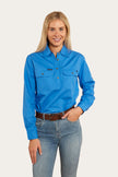 Pentecost River Womens Half Button Work Shirt - Blue