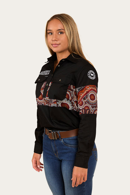 Walkabout Warrior Womens Half Button Work Shirt - Black