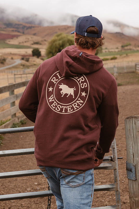 Signature Bull Mens Pullover Hoodie - Chocolate / Dark Sand