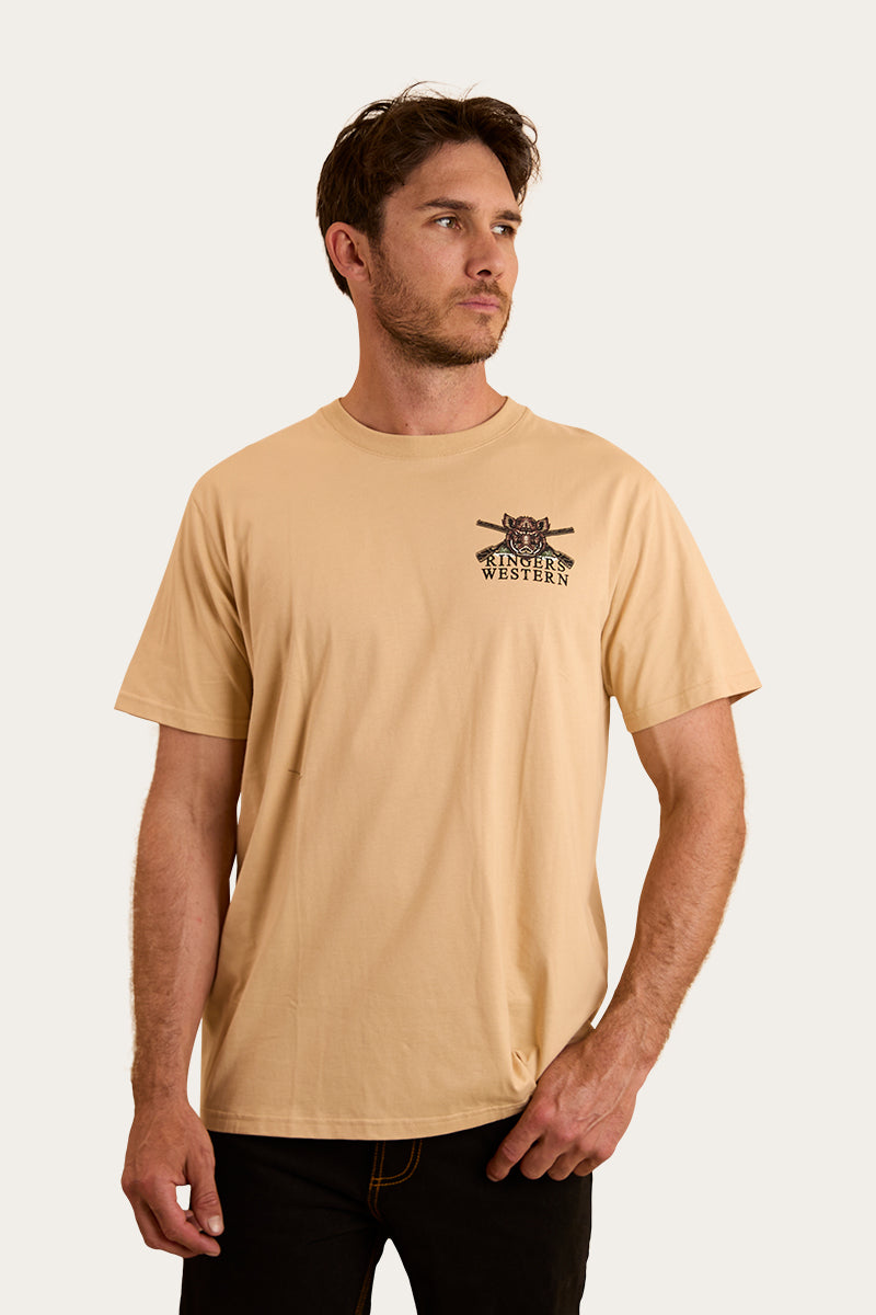 Wild Boar Mens Loose Fit T-Shirt - Dark Sand