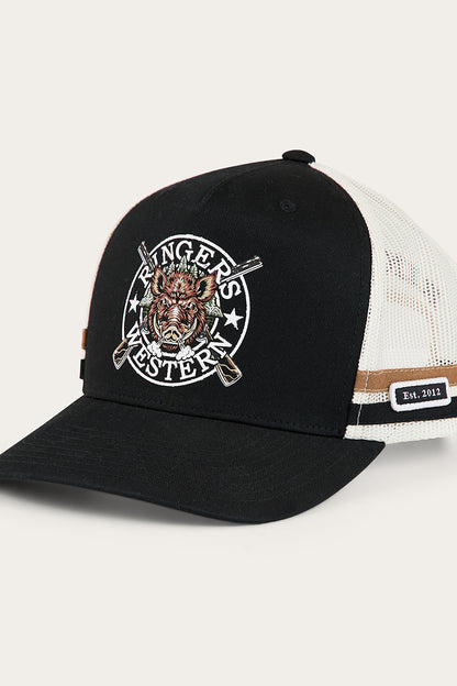 Wild Boar Trucker Deep Fit Cap - Black