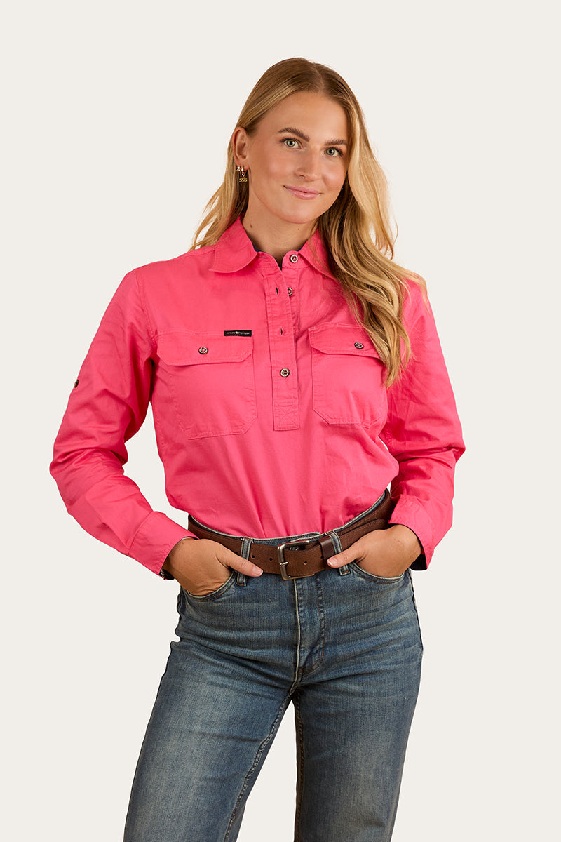 Pentecost River Womens Half Button Work Shirt - Melon