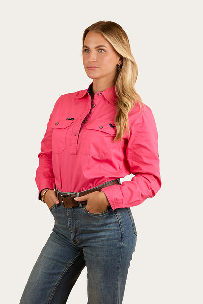 Pentecost River Womens Half Button Work Shirt - Melon