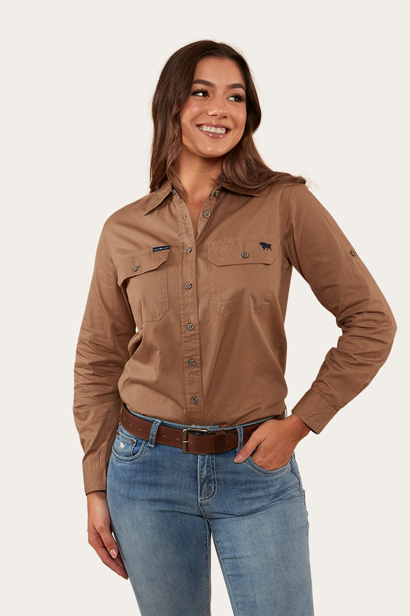 Pentecost River Womens Full Button Work Shirt - Clay