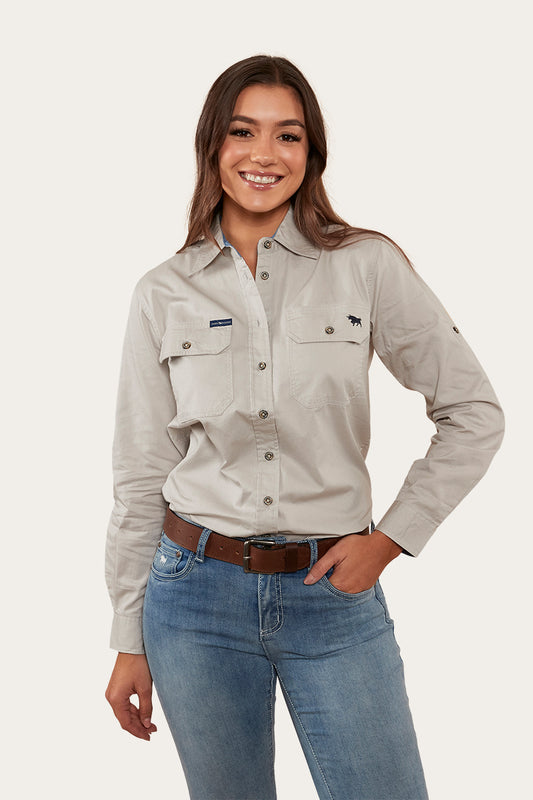 Pentecost River Womens Full Button Work Shirt - Beige