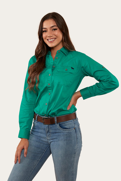 Pentecost River Womens Full Button Work Shirt - Green