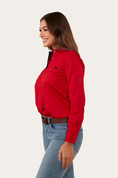 Pentecost River Womens Full Button Work Shirt - Red