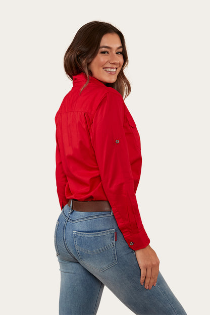 Pentecost River Womens Full Button Work Shirt - Red