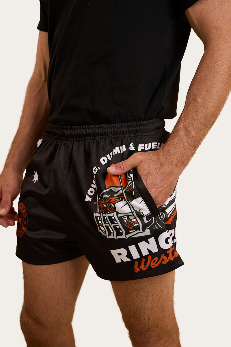 Young and Dumb Footy Short - Black / Orange