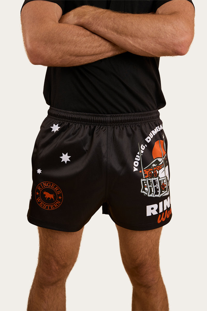 Young and Dumb Footy Short - Black / Orange