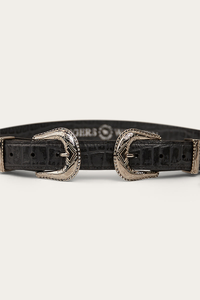 Zoey Double Buckle Belt - Black