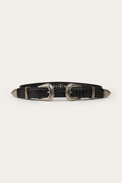 Zoey Double Buckle Belt - Black