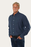 Glenmorgan Mens Relaxed Linen Dress Shirt - Steel Blue