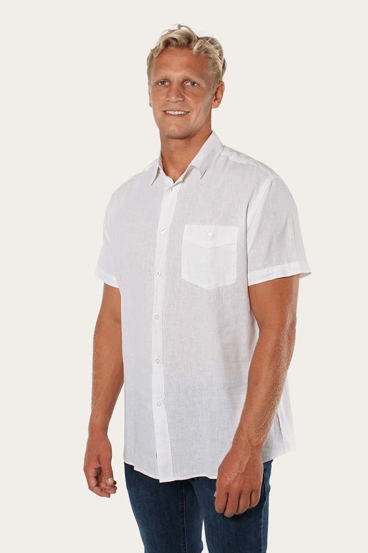 Dawson Mens Relaxed Linen Dress Shirt - White