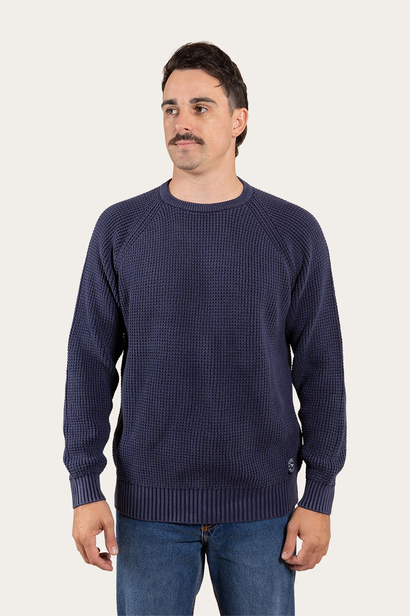 Border Mens Knit Crew - Dark Navy