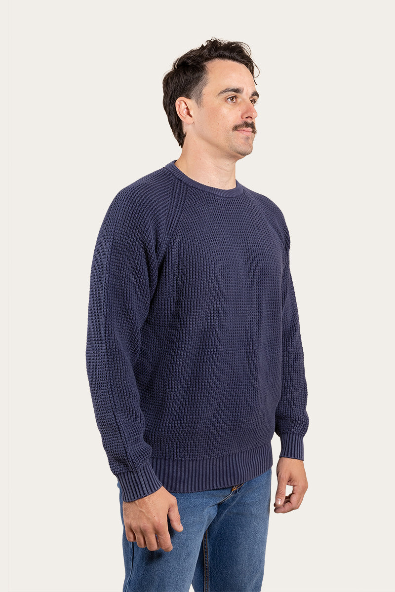 Border Mens Knit Crew - Dark Navy