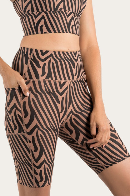 Venus Womens High Rise Bike Short - Zebra Tan