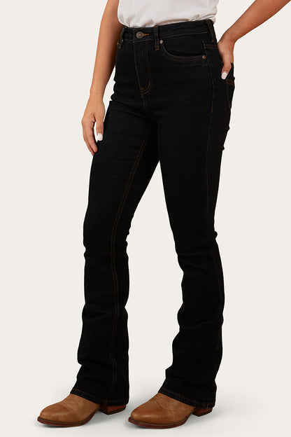 Penny Womens High-Rise Bootleg Jeans - Dark Blue