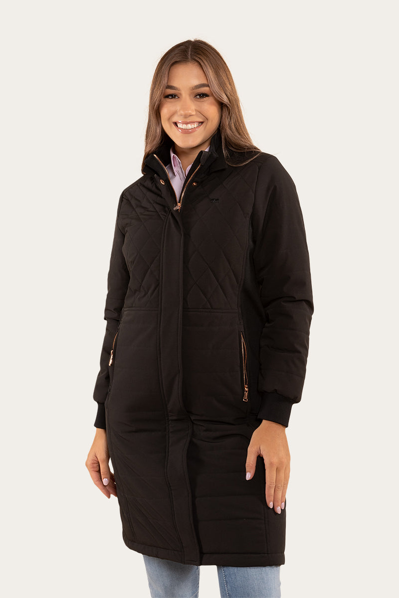 Brighton Womens Longline Puffer Jacket Black Ringers Western