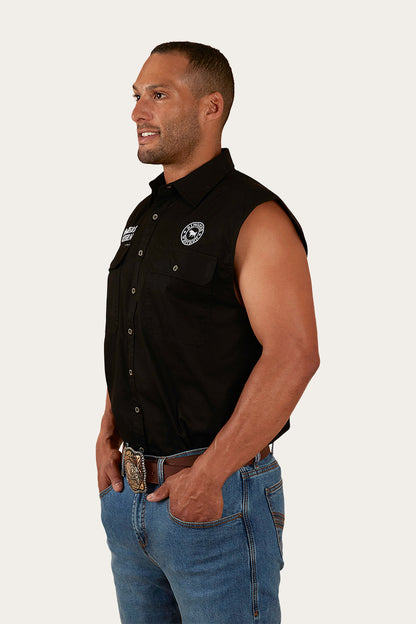 Hawkeye Mens Sleeveless Work Shirt - Black/White