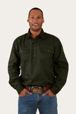 King River Mens Half Button Work Shirt - Cargo Khaki