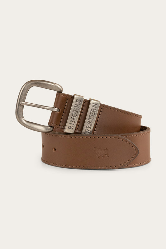 James Kids Belt - Tawny Brown/Silver - 100% Australian Made