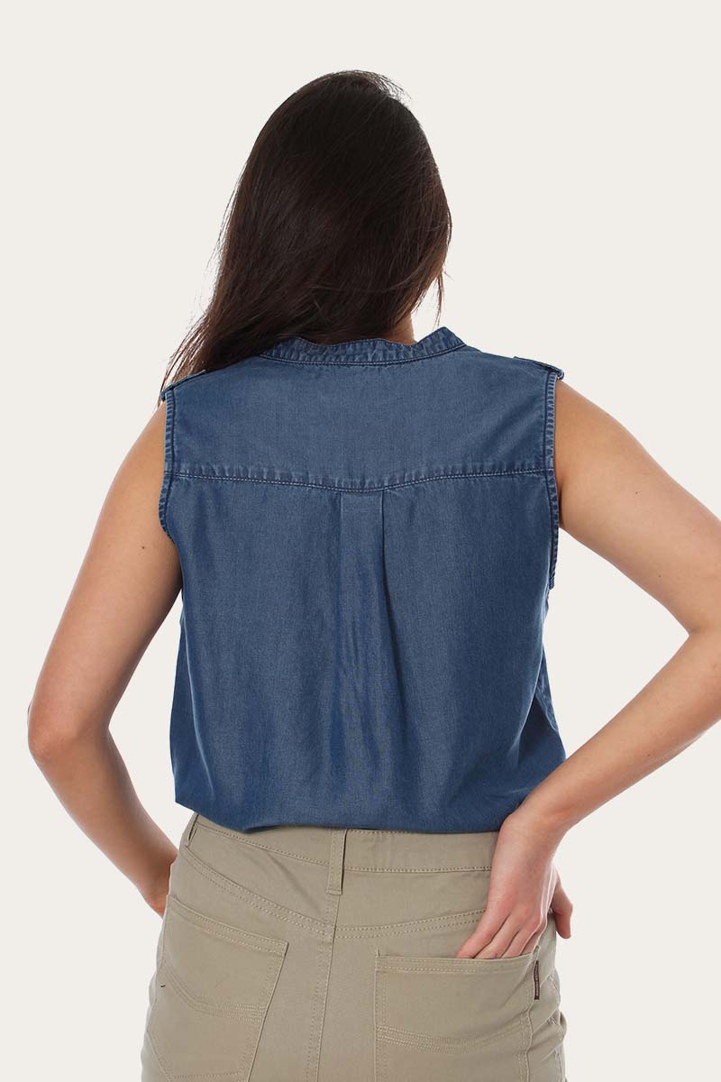 Charleville Womens Sleeveless Top - Chambray Blue