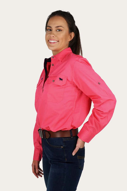 Pentecost River Womens Half Button Work Shirt - Melon