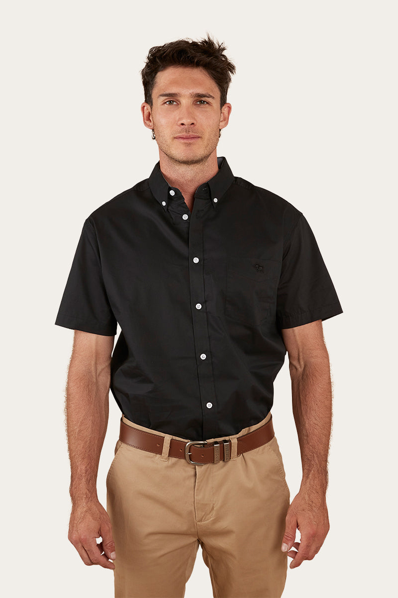 Heritage Mens Short Sleeve Dress Shirt Black Ringers Western