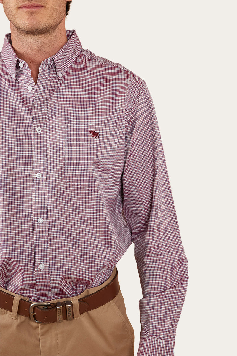 Burgundy and white dress shirt online