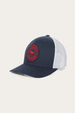 Signature Bull Kids Trucker Cap - Navy & White with Navy & Red Patch